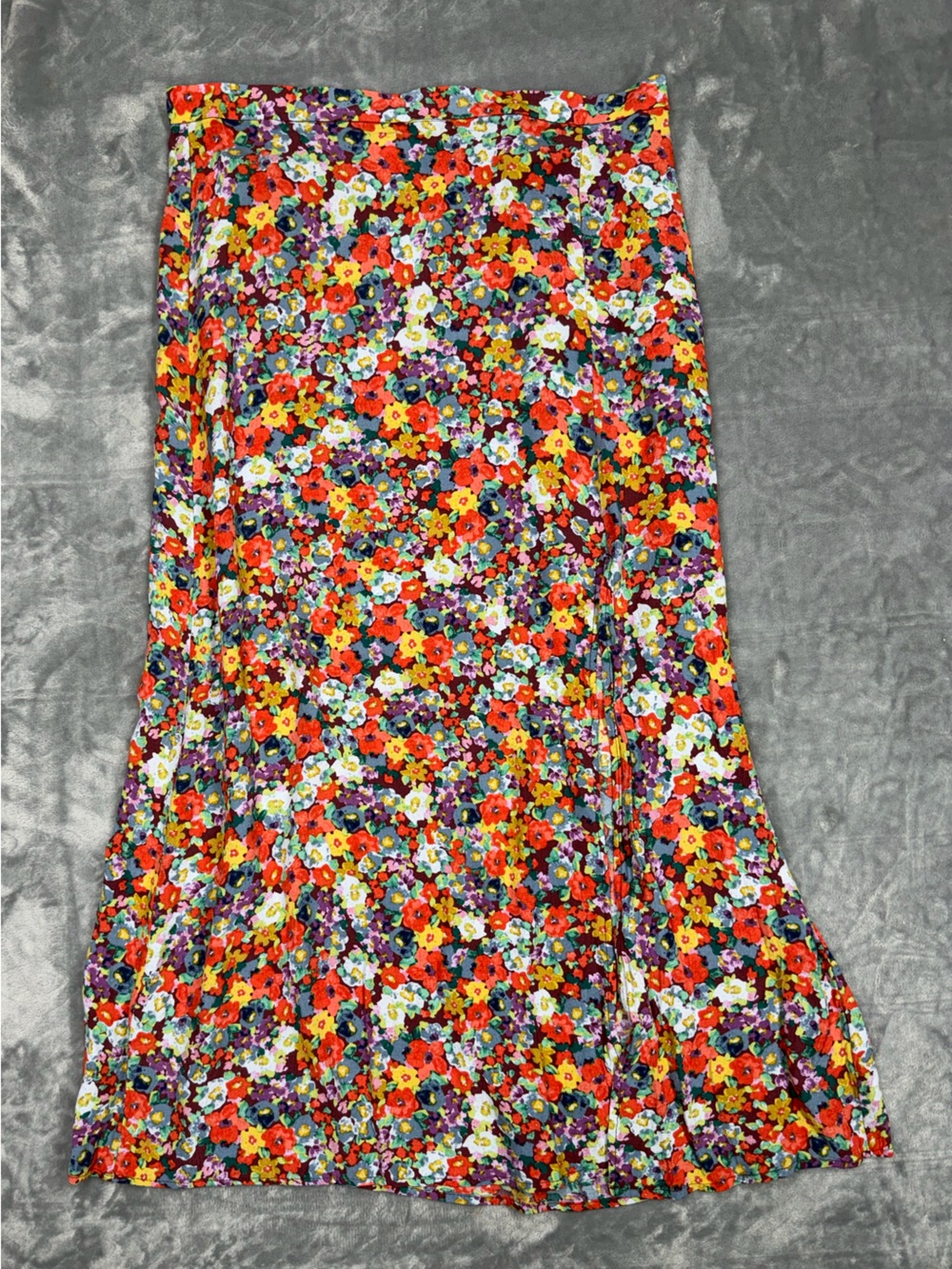 H&M Multicolor Floral Midi Skirt with Slit